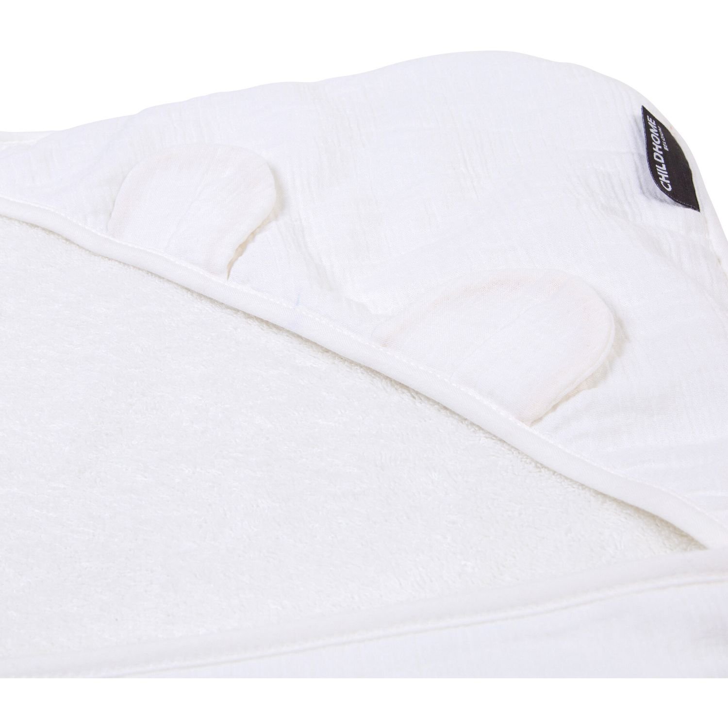 Полотенце с капюшоном Childhome Terry Teddy, 80x80 см, белое (CCBCJMTB) - фото 3