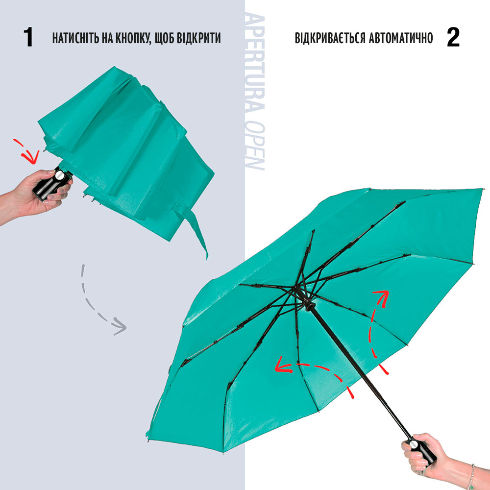 Зонтик Perletti Ombrelli складной автоматический зеленый (96007-08) - фото 3