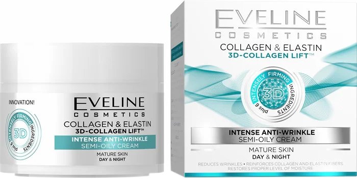 Напівжирний крем Eveline Активне омолодження Колаген + Еластин, для зрілої шкіри, 50 мл (C50KOLAG) - фото 1