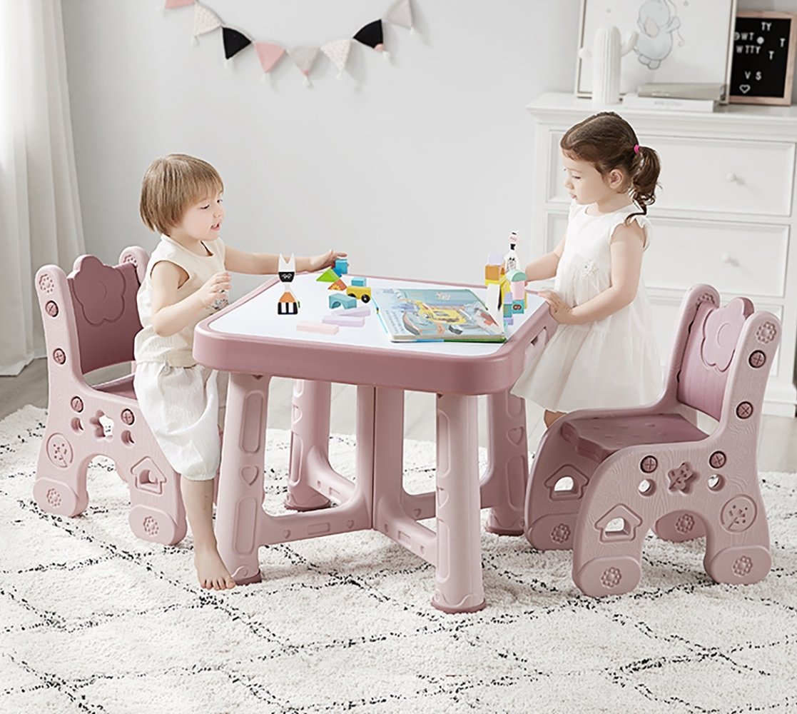 Дитячий функціональний столик і два стільчики Poppet Пудра, рожевий (PP-001P) - фото 2