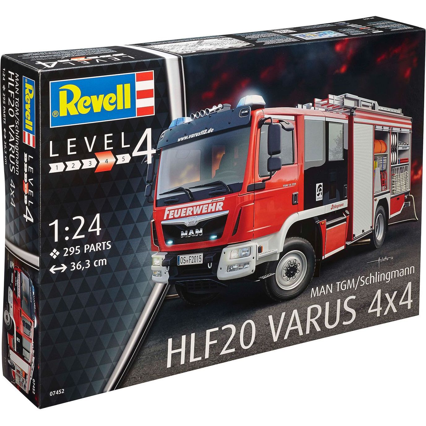 Збірна модель Revell Пожежна машина Varus 4x4 рівень 4, масштаб 1:24, 295 деталей (RVL-07452) - фото 1