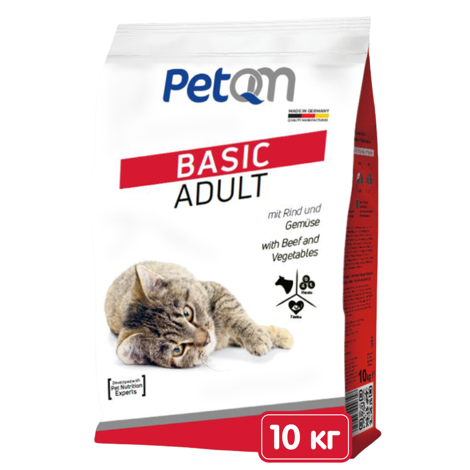 Сухой корм для PetQM Cats Basic with Beef&Vegetables, с говядиной и овощами, 10 кг (701566) - фото 1