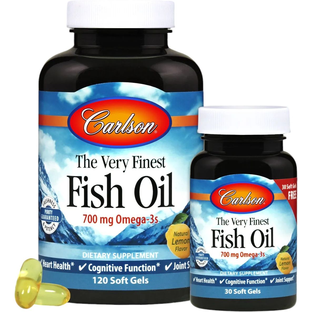 Риб'ячий Жир Carlson The Very Finest Fish Oil смак лимона 120+30 желатинових капсул - фото 1