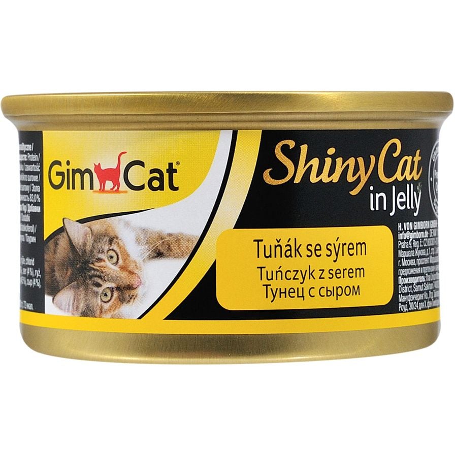 Влажный корм для кошек GimCat ShinyCat in Jelly, с тунцом и сыром, 70 г - фото 1