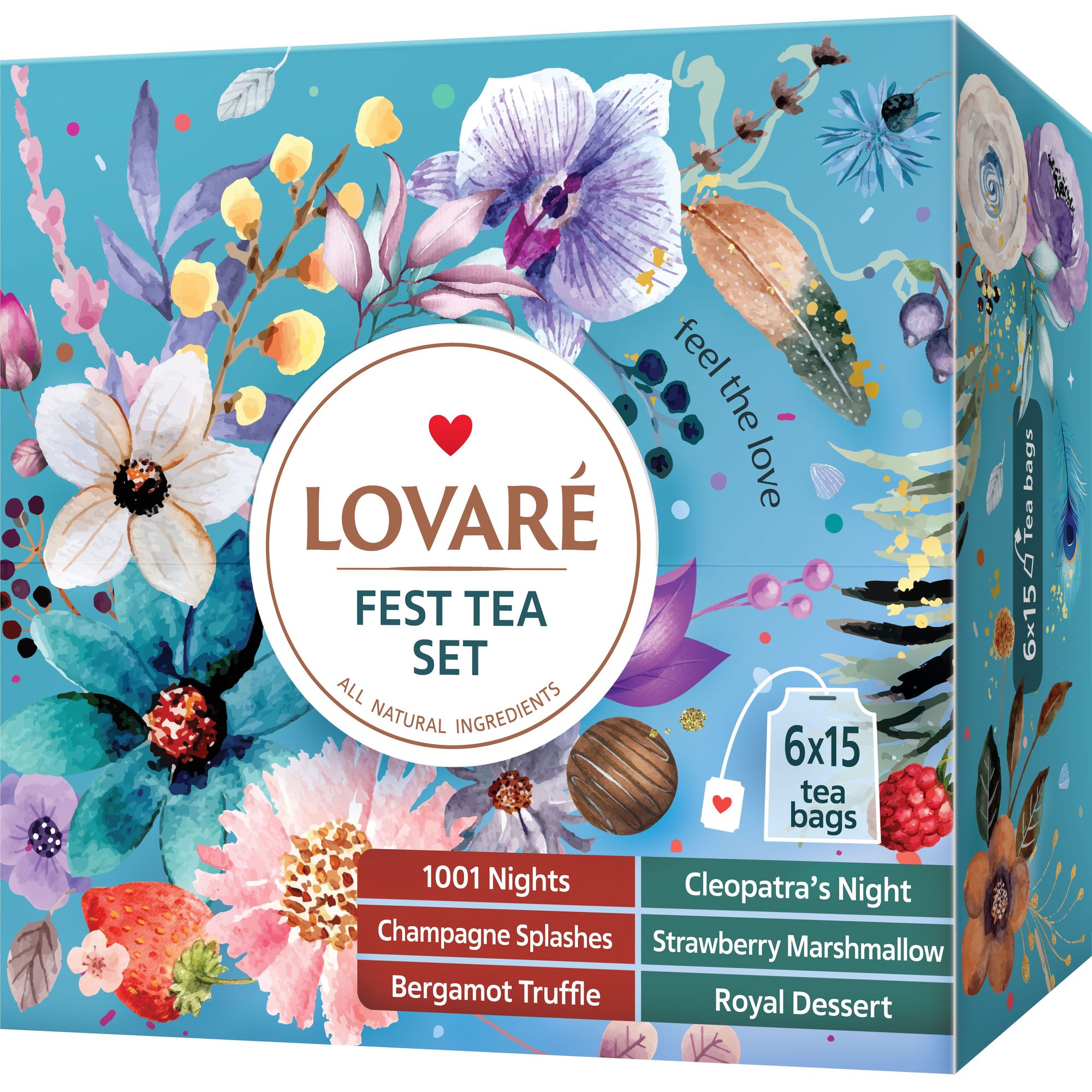 Чай асорті Lovare Fest Tea Set 180 г (90 шт. х 2 г) - фото 1