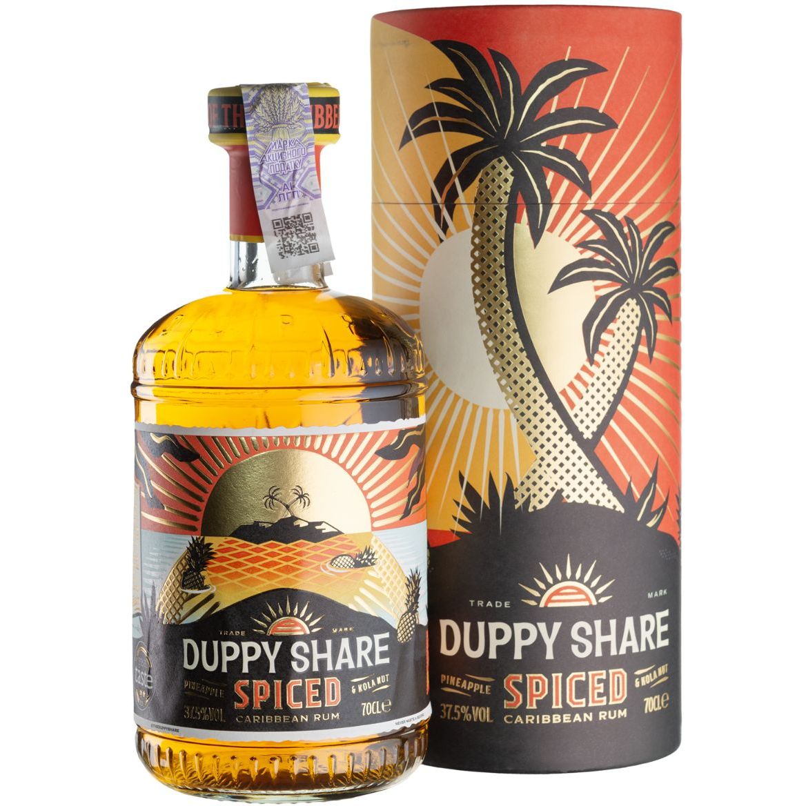 Ром The Duppy Share Caribbean Golden Rum 40% 0.7 л в тубусе - фото 1