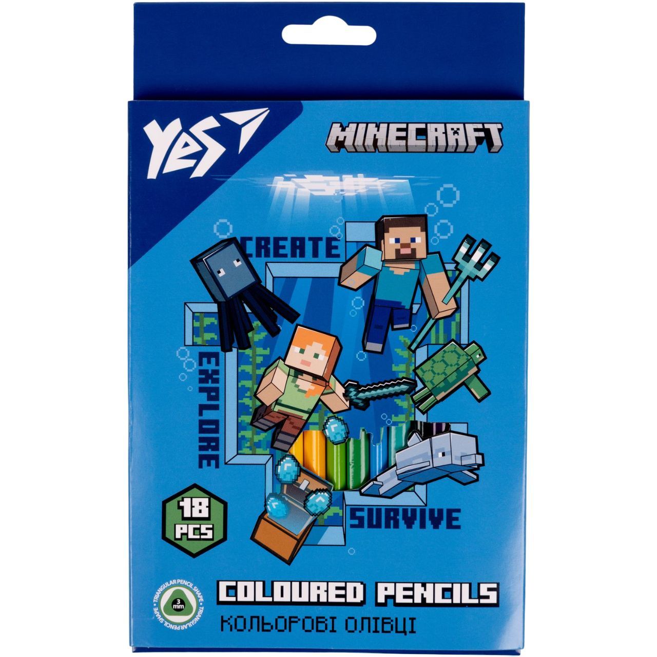 Олівці кольорові Yes Minecraft, 18 кольорів (290715) - фото 1
