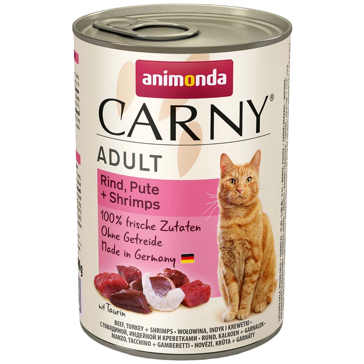 Влажный корм для кошек Animonda Carny Adult Beef, Turkey + Shrimps, с говядиной, индейкой и креветками, 400 г - фото 1