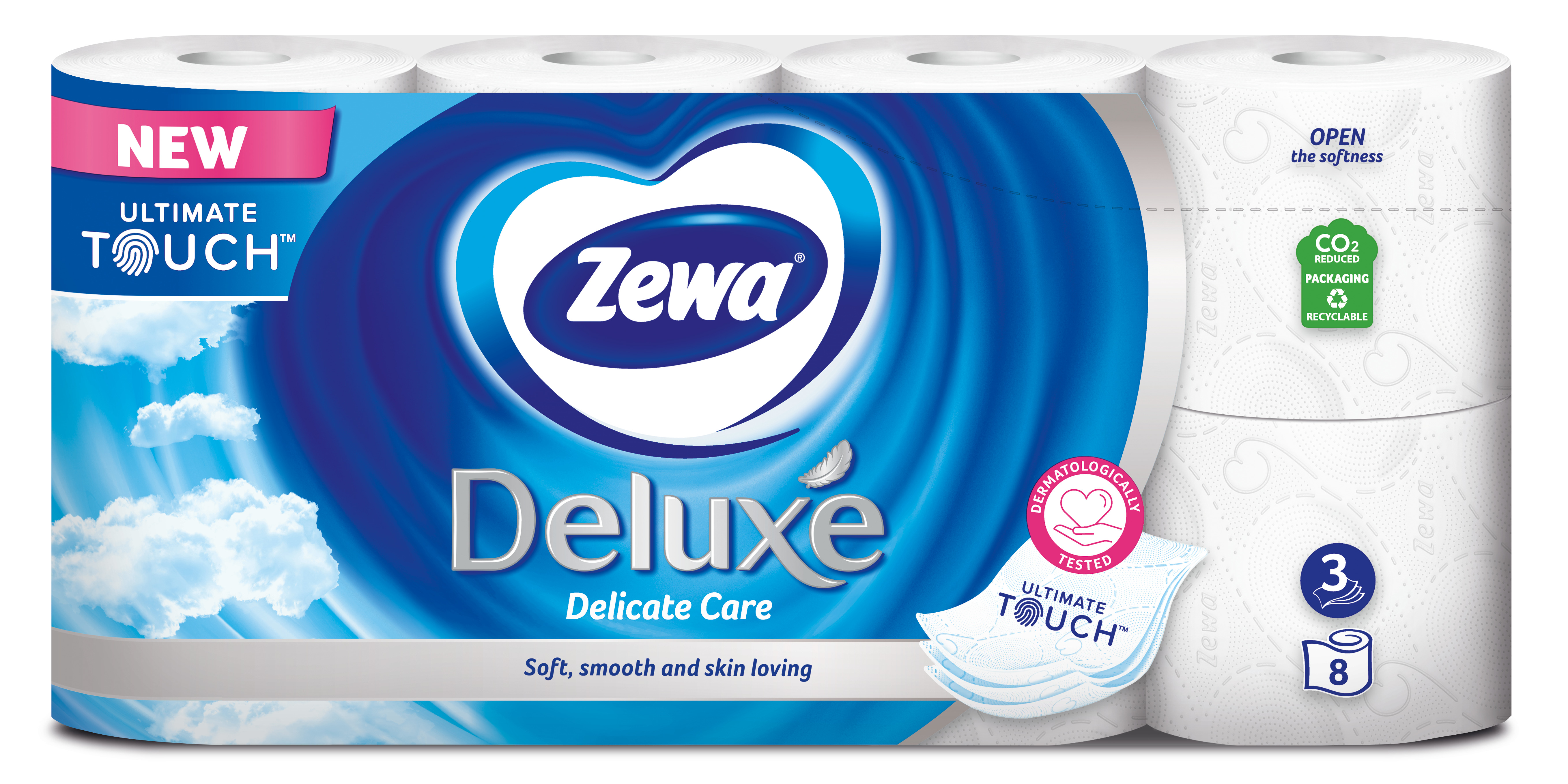 Туалетний папір Zewa Deluxe білий тришаровий 8 рулонів - фото 1