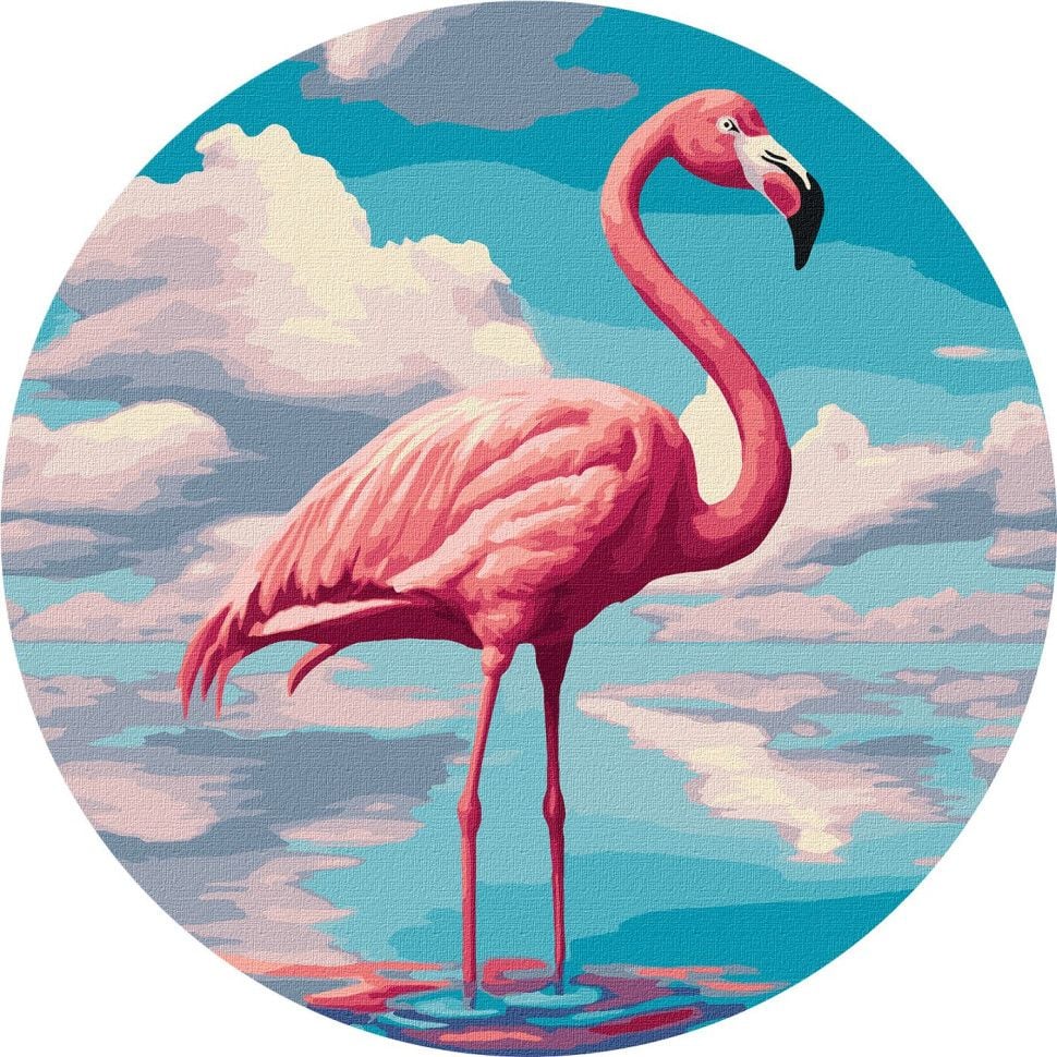 Картина по номерам Ideyka Изысканный фламинго ©art_selena_ua KHO-R1022 диаметр 33 см - фото 1