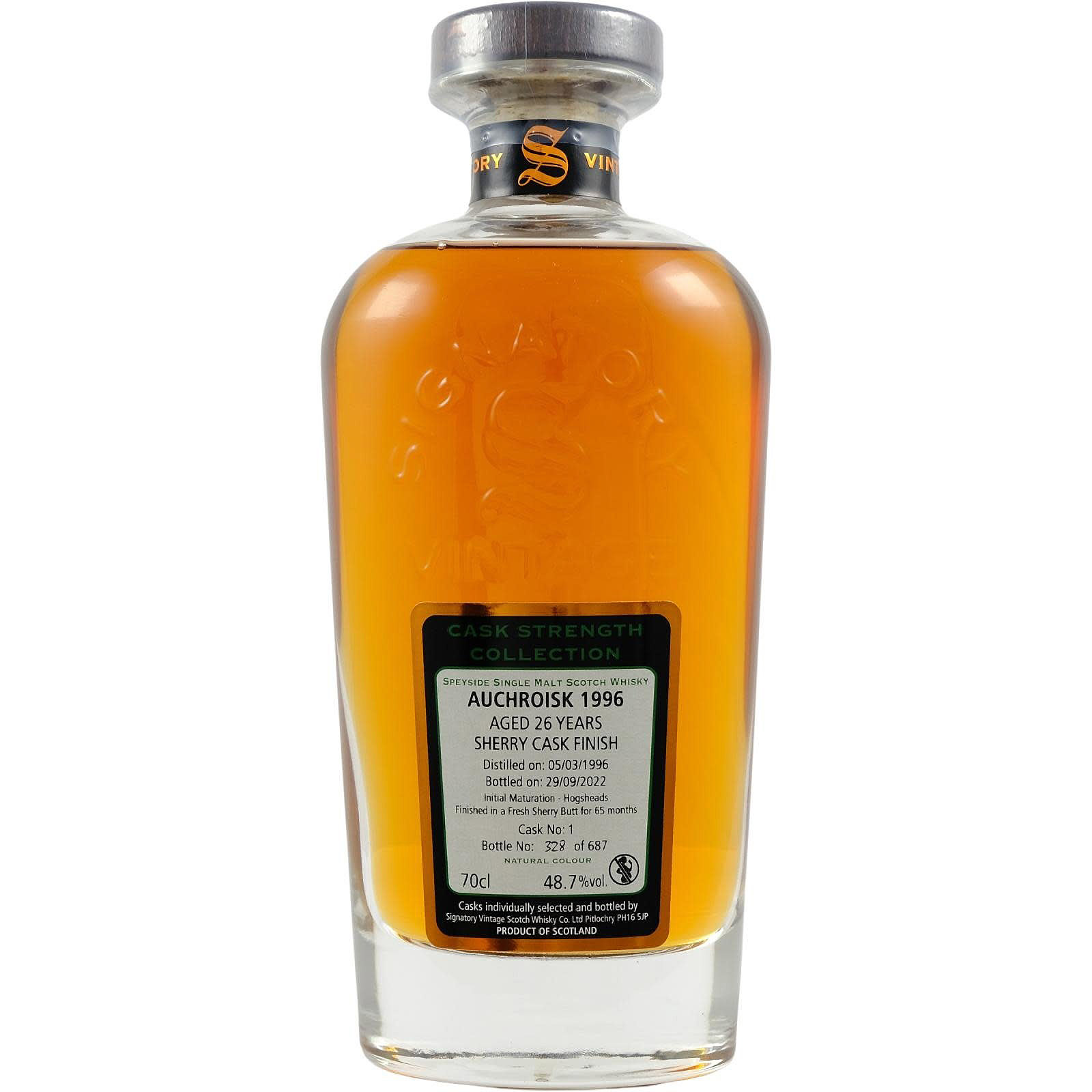 Виски Signatory Auchroisk Cask Strength Collection 26 yo Single Malt Scotch Whisky 48.7% 0.7 л - фото 1