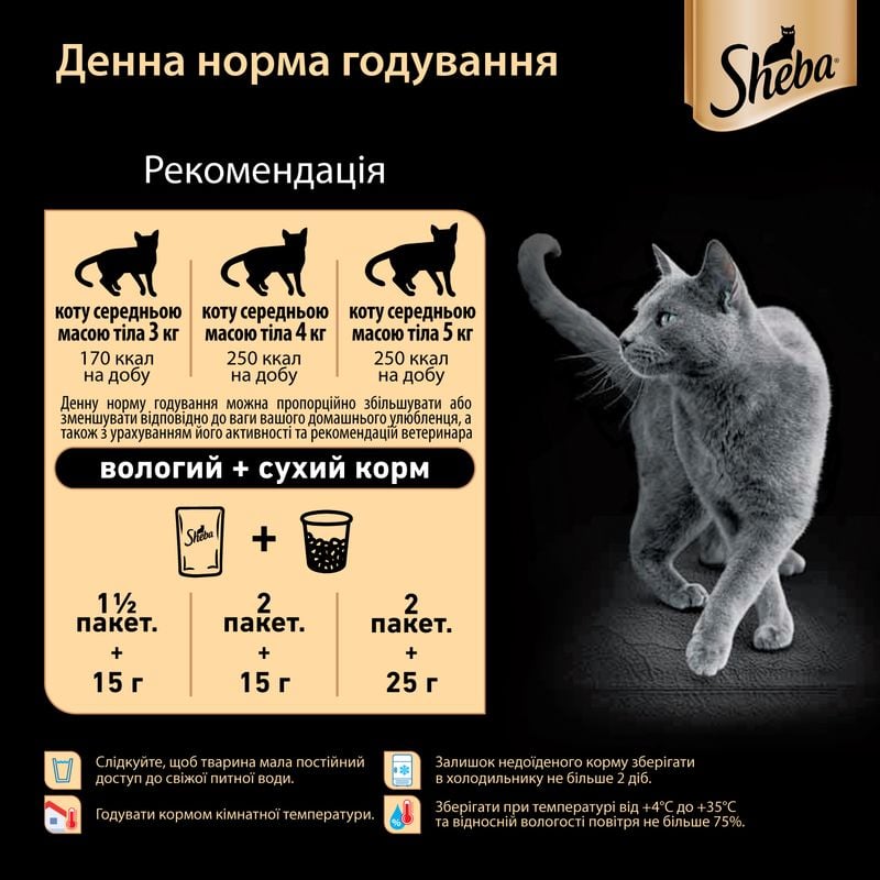 Вологий корм для котів Sheba, з куркою та яловичиною в соусі, 85 г - фото 6