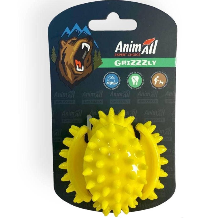 Игрушка для собак AnimAll Fun AGrizZzly Мяч мультифункциональная желтая - фото 1