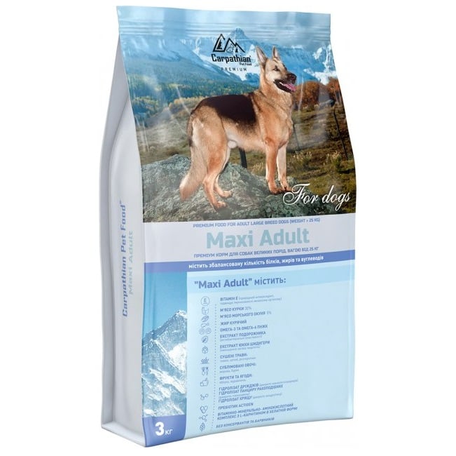 Сухий корм для дорослих собак великих порід Carpathian Pet Food Maxi Adult з куркою та морським окунем, 3 кг - фото 1