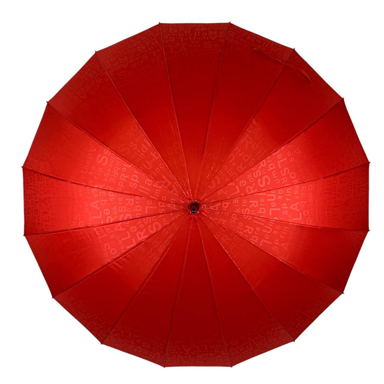Женский зонт-трость полуавтомат Toprain 100 см красный - фото 3