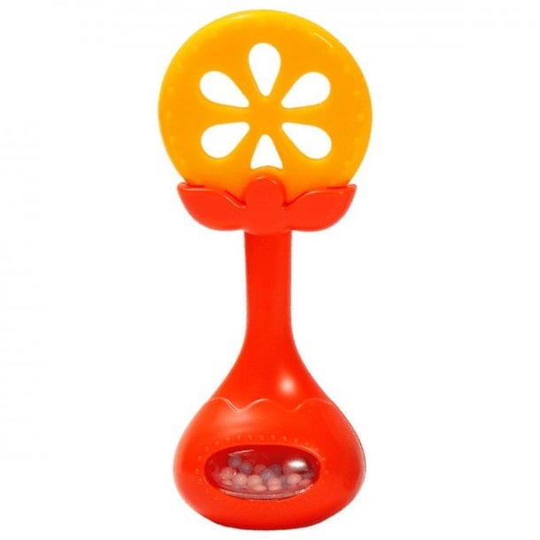 Прорезыватель-погремушка Lindo Апельсин, красный с оранжевым (Б 388 апельс) - фото 1