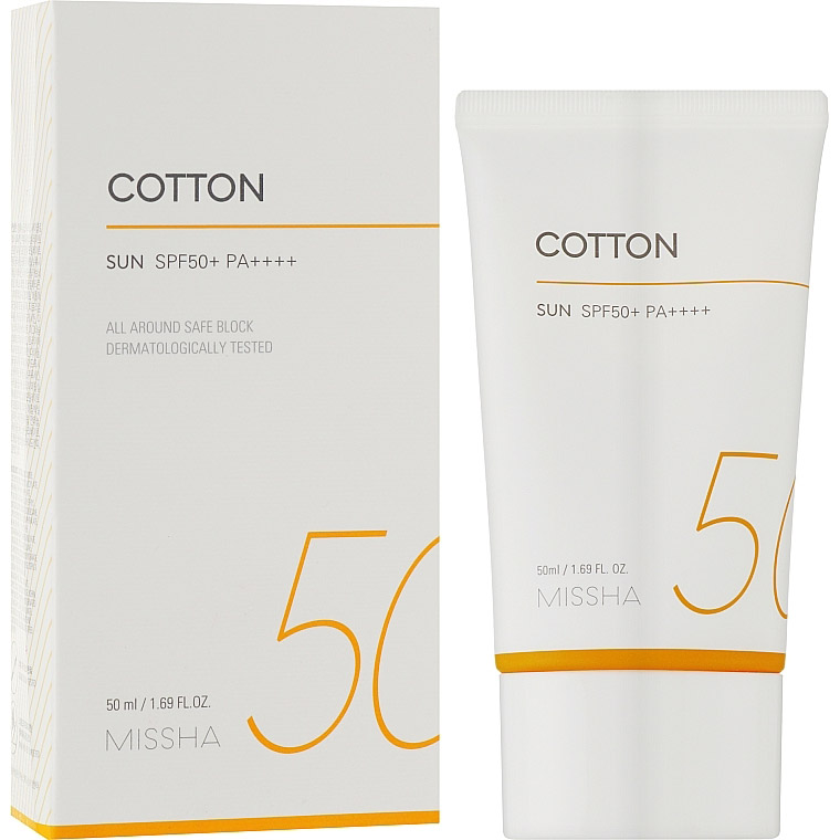 Сонцезахисний крем для обличчя Missha All Around Safe Block Cotton Sun SPF50+ PA++++, з оксамитовим фінішем, 50 мл - фото 2