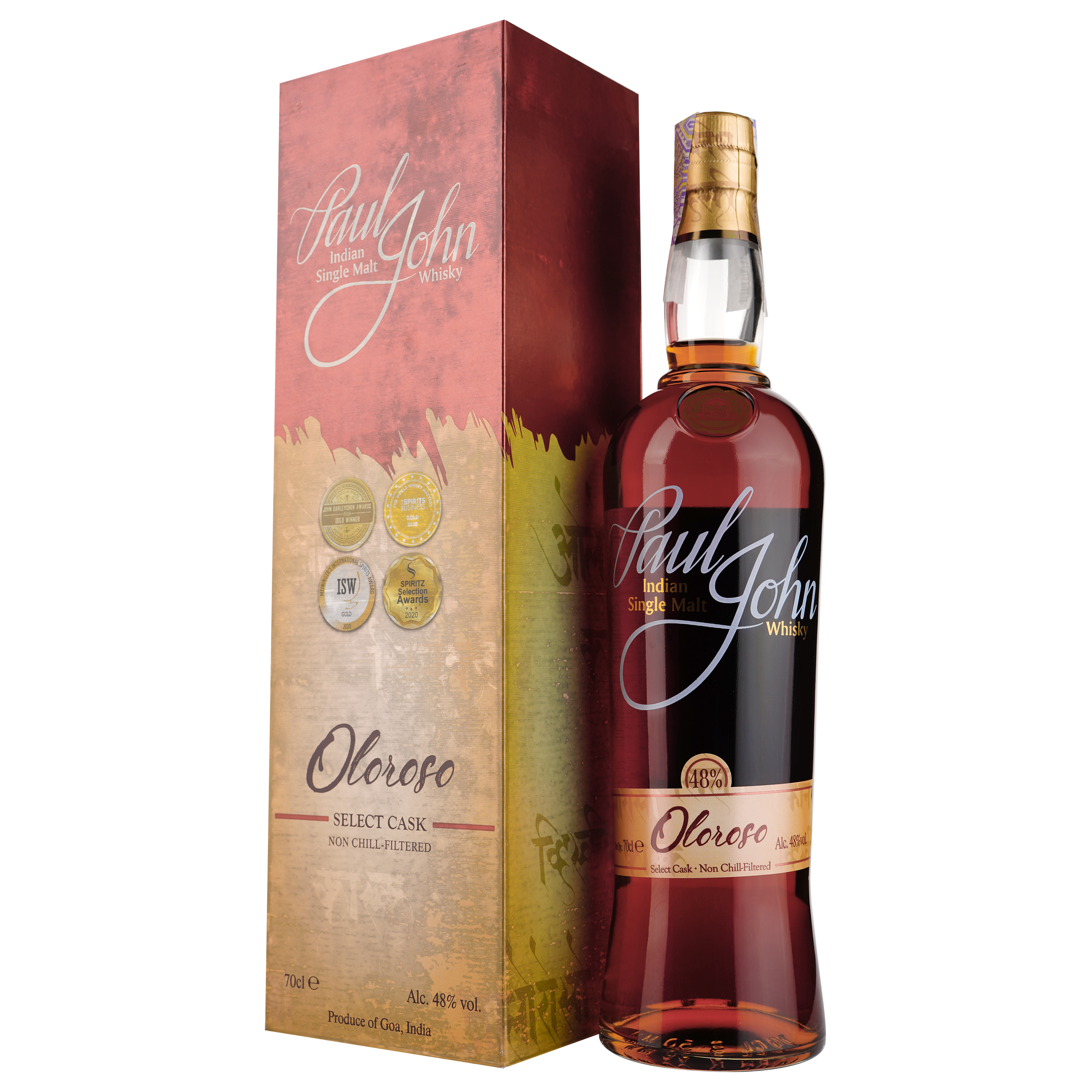 Виски Paul John Oloroso Single Malt Indian Whisky, в коробке, 48%, 0,7 л - фото 1