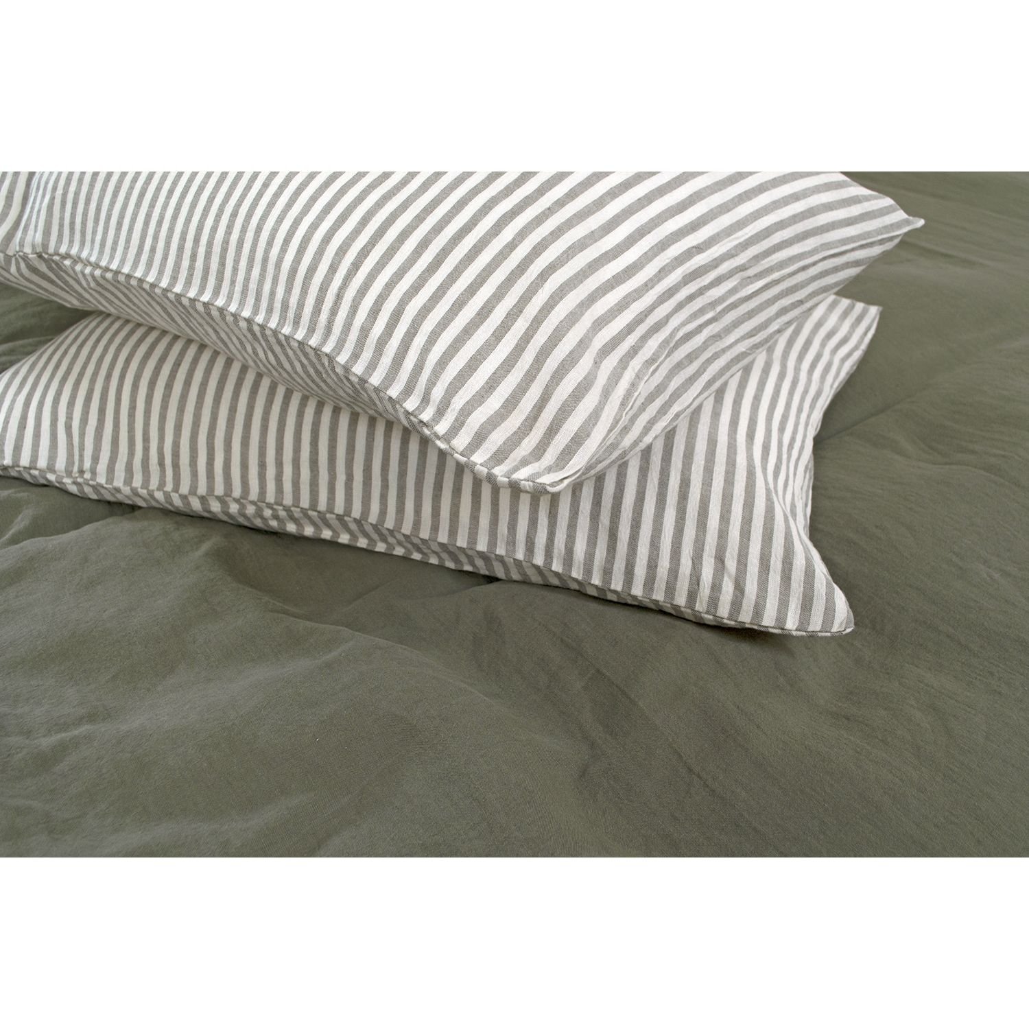 Комплект постільної білизни Lotus Home Karlin stripe linen євро хакі (svt-2000022333511) - фото 3