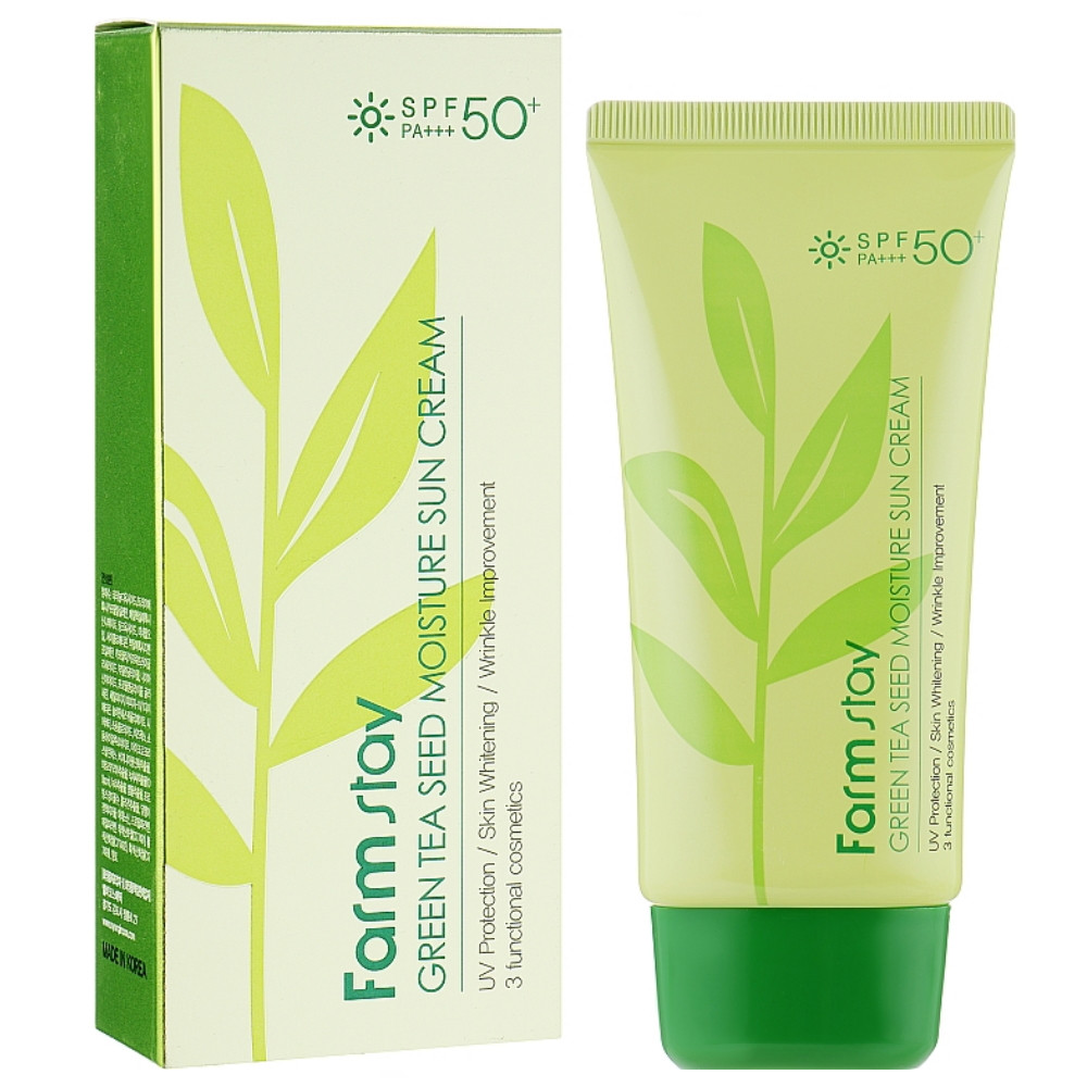 Солнцезащитный крем FarmStay Green Tea Seed Moisture Sun Cream SPF50 Увлажняющий, 70 мл - фото 1