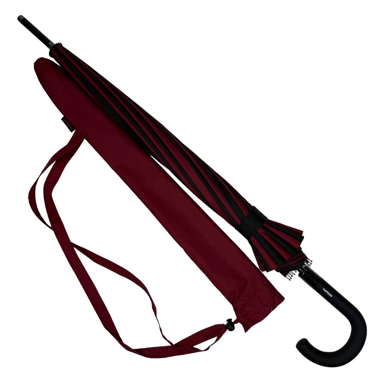 Жіноча парасолька-палиця напівавтомат Toprain 98 см бордова - фото 2
