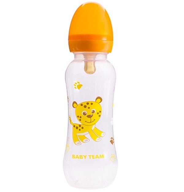 Пляшечка з латексною соскою Baby Team, 250 мл, помаранчевий (1310) - фото 1