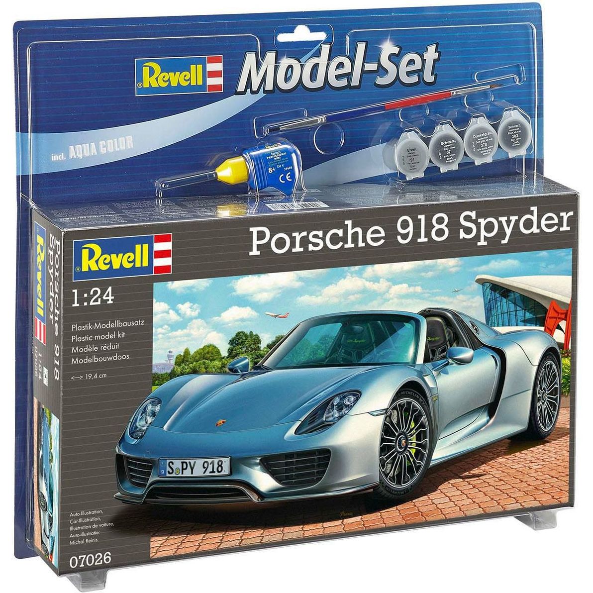 Сборная модель Revell Автомобиль Porsche 918 Spyder уровень 4, масштаб 1:24, 129 деталей (RVL-67026) - фото 1