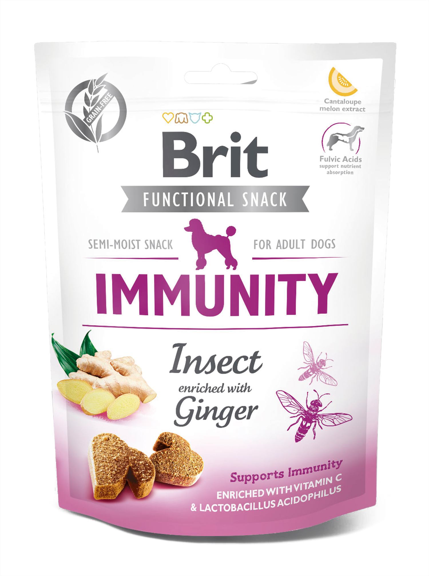 Беззернові ласощі для собак Brit Care Immunity, комахи з імбиром, 150 г - фото 1