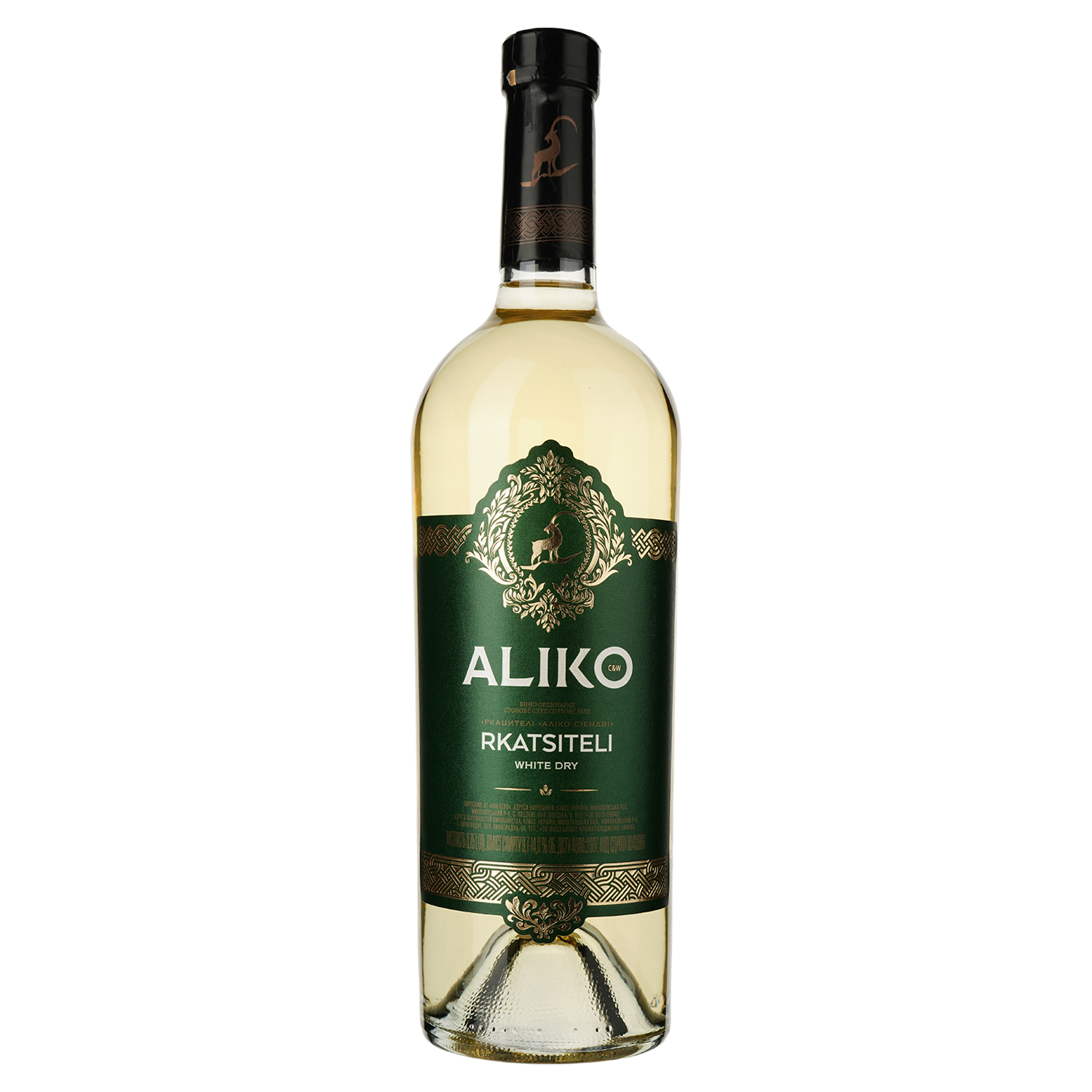 Вино Aliko Ркацителі, біле, сухе, 9,7-14%, 0,75 л - фото 1