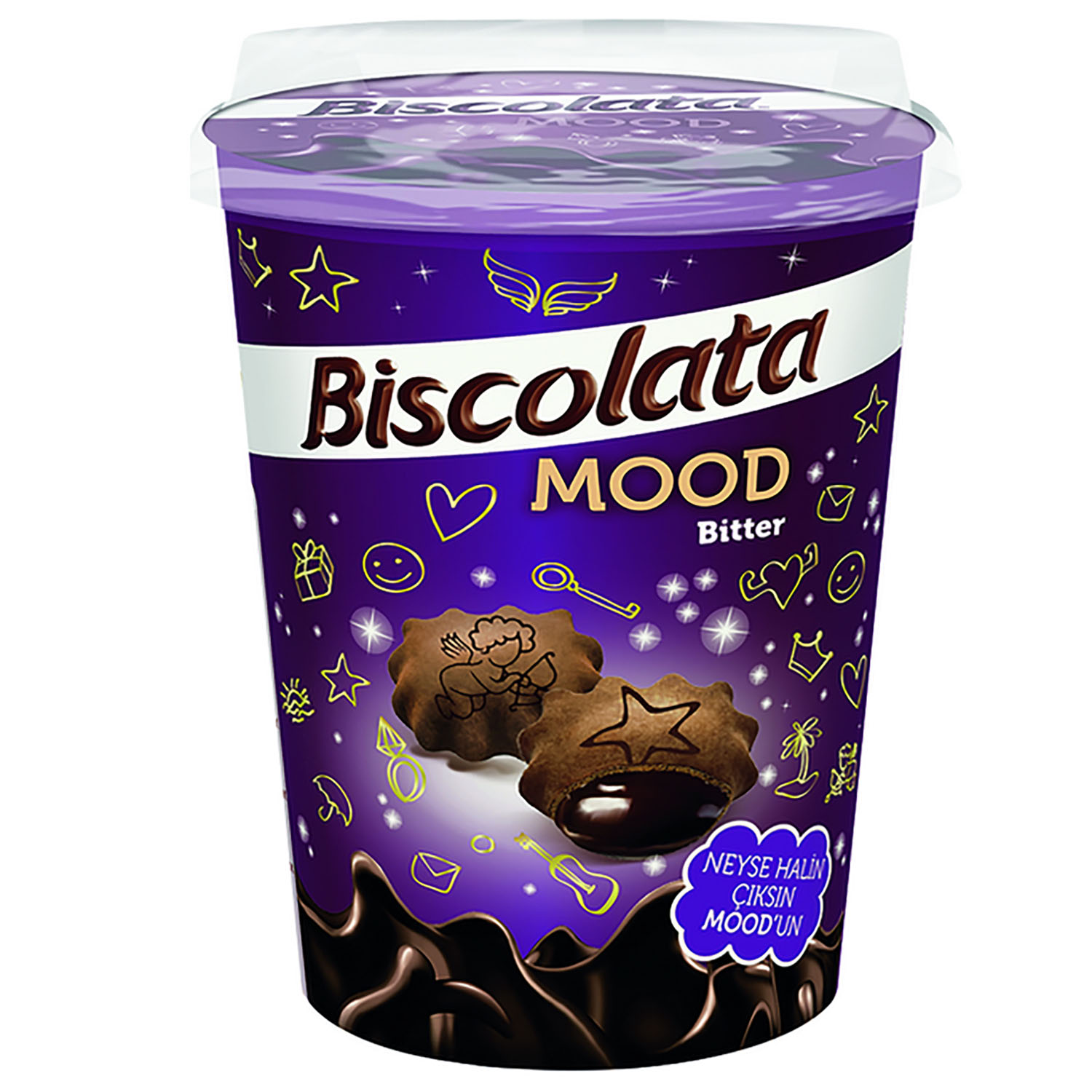 Печенье Solen Biscolata Mood Вitter с какао и кремом из черного шоколада 125 г - фото 1