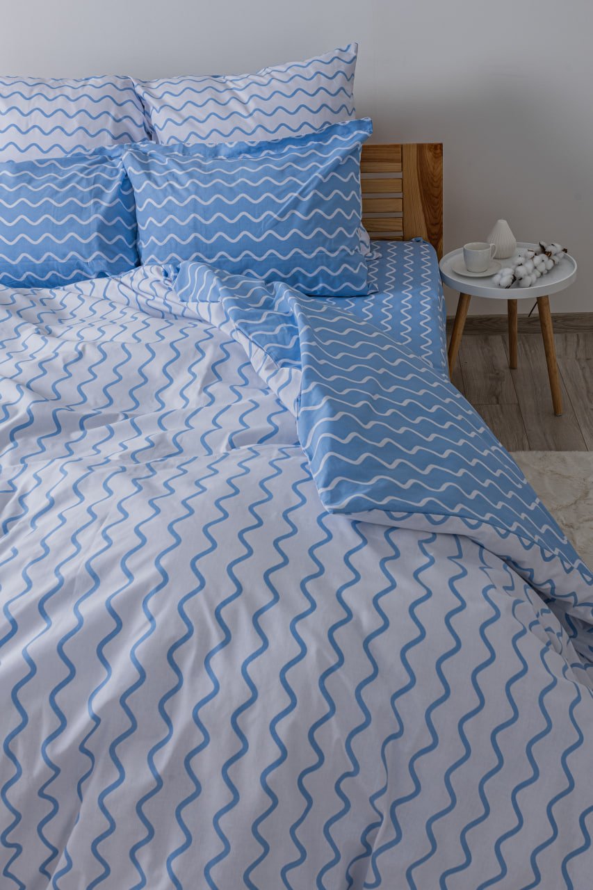 Комплект постельного белья ТЕП Happy Sleep Blueberry Dream двуспальный голубой с белым (2-03795_25055) - фото 4