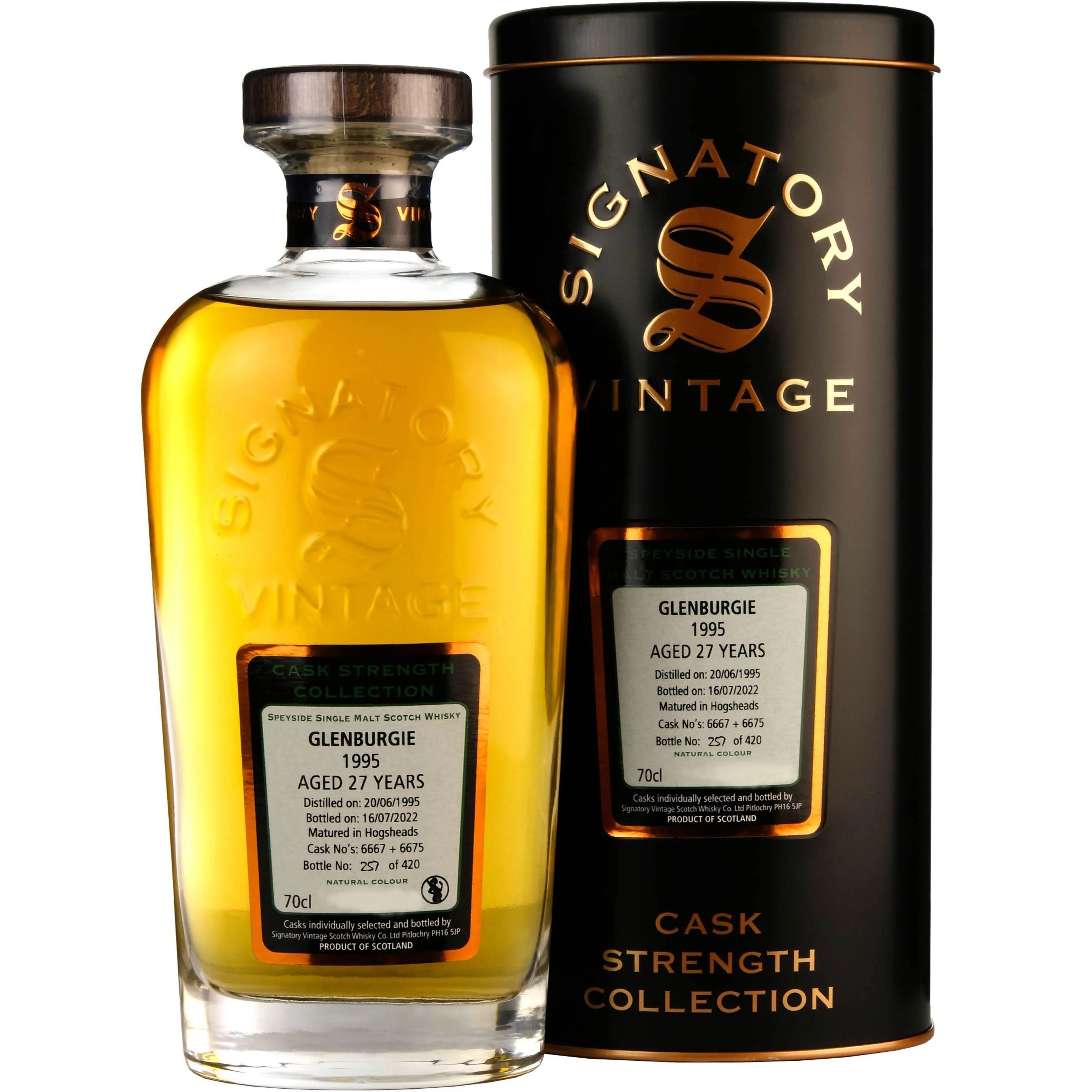 Виски Signatory Glenburgie Cask Strength 495% Single Malt Scotch Whisky 49.5% 0.7 л в подарочной упаковке - фото 1