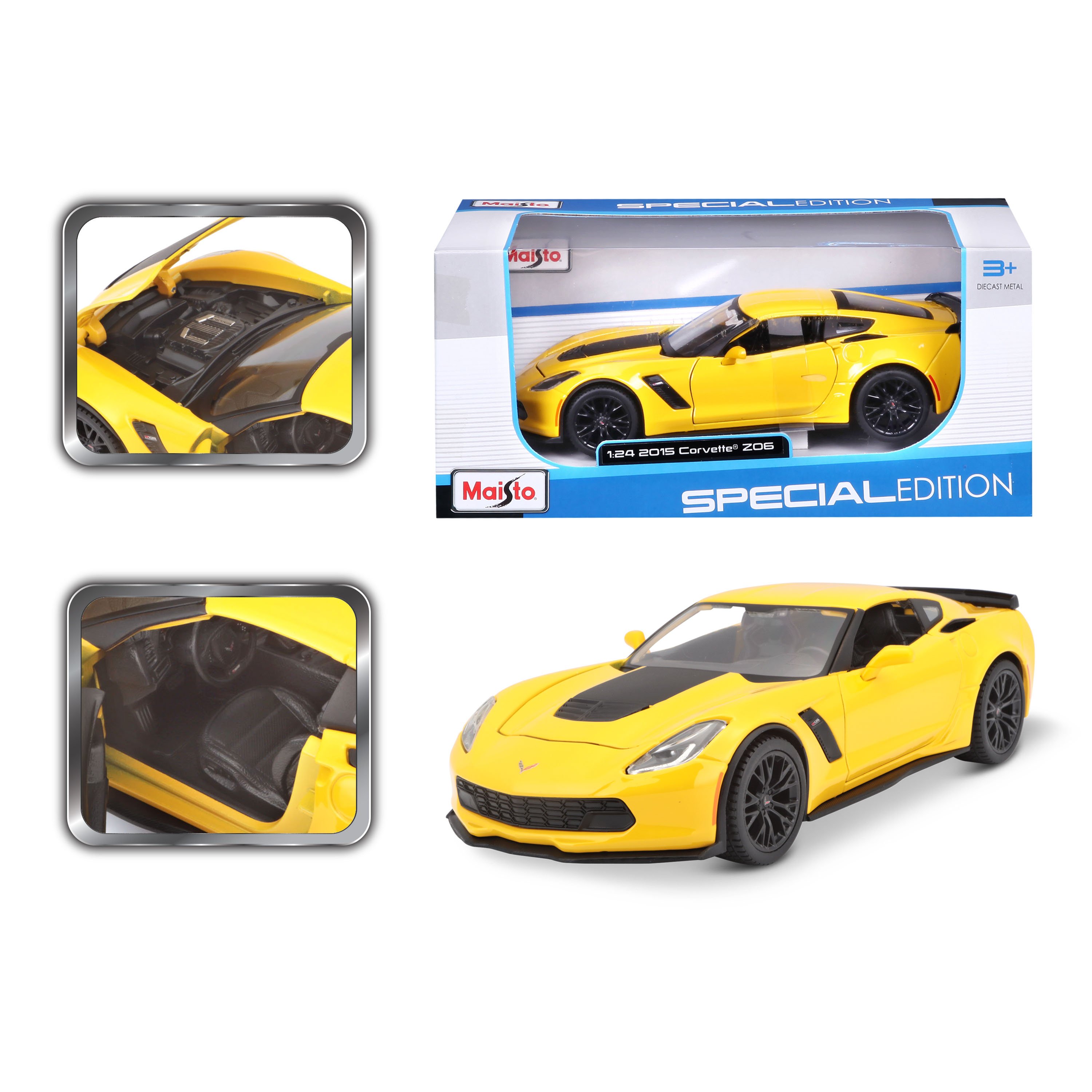 Ігрова автомодель Maisto 2015 Chevrolet Corvette Z06 жовтий, 1:24 (31133 yellow) - фото 7
