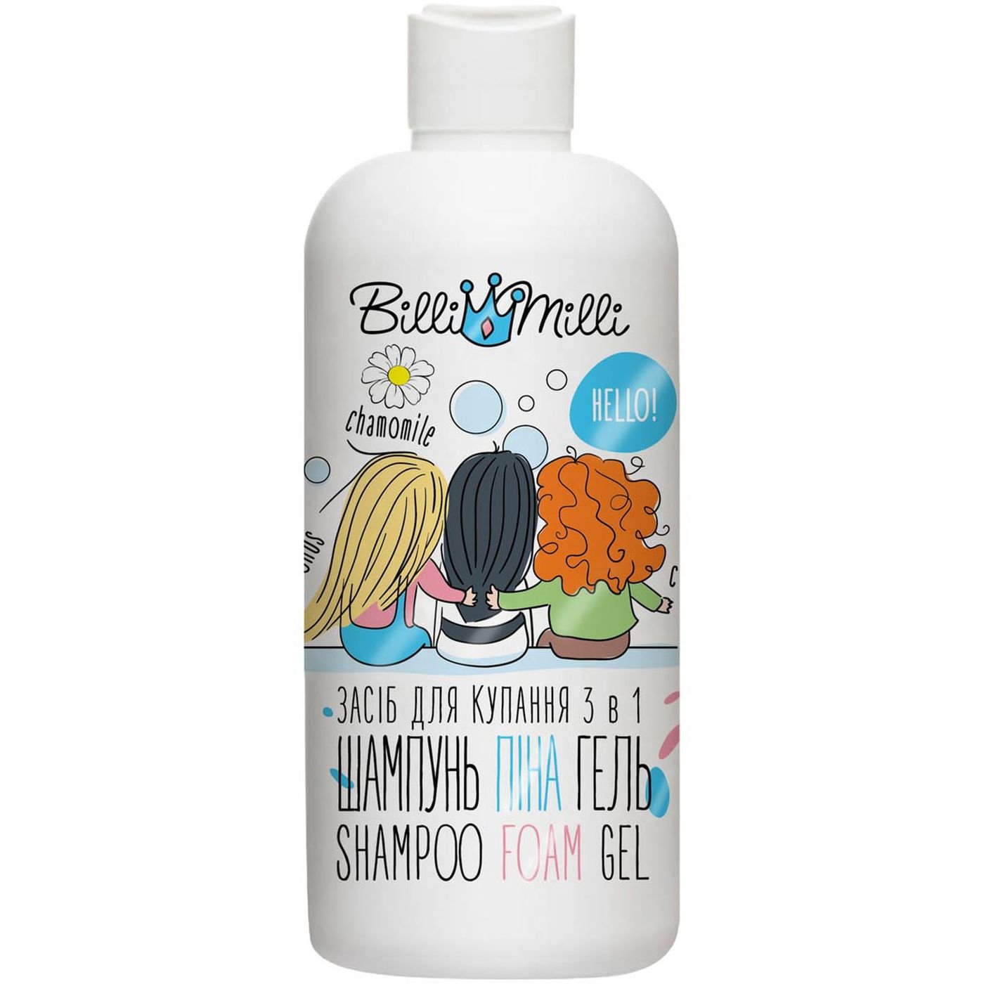 Средство для купания Billi Milli Shampoo Foam Gel 3 в 1 миндаль и лекарственные травы 500 мл - фото 1