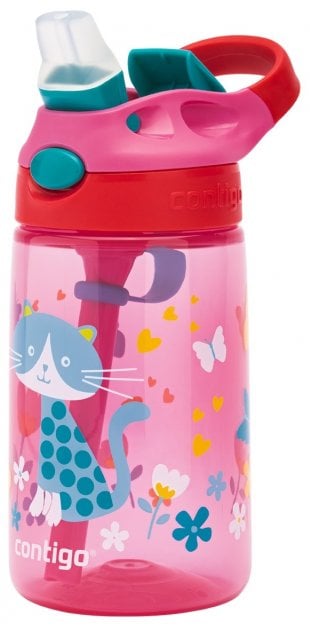 Бутылка детская Contigo, 420 мл, розовый с серым котом (2116113) - фото 2