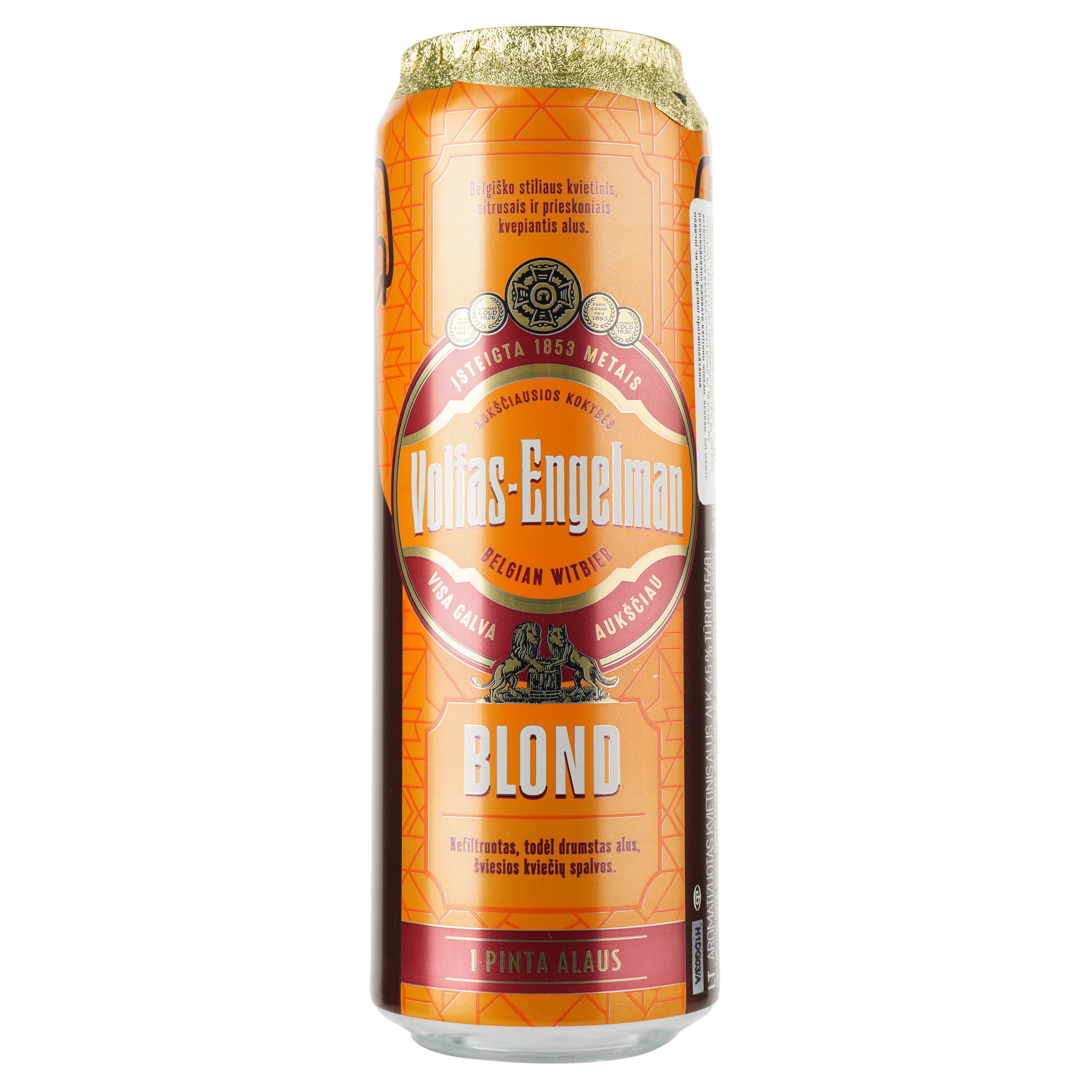 Пиво Volfas Engelman Blond світле, 4.5%, з/б, 0.568 л - фото 1