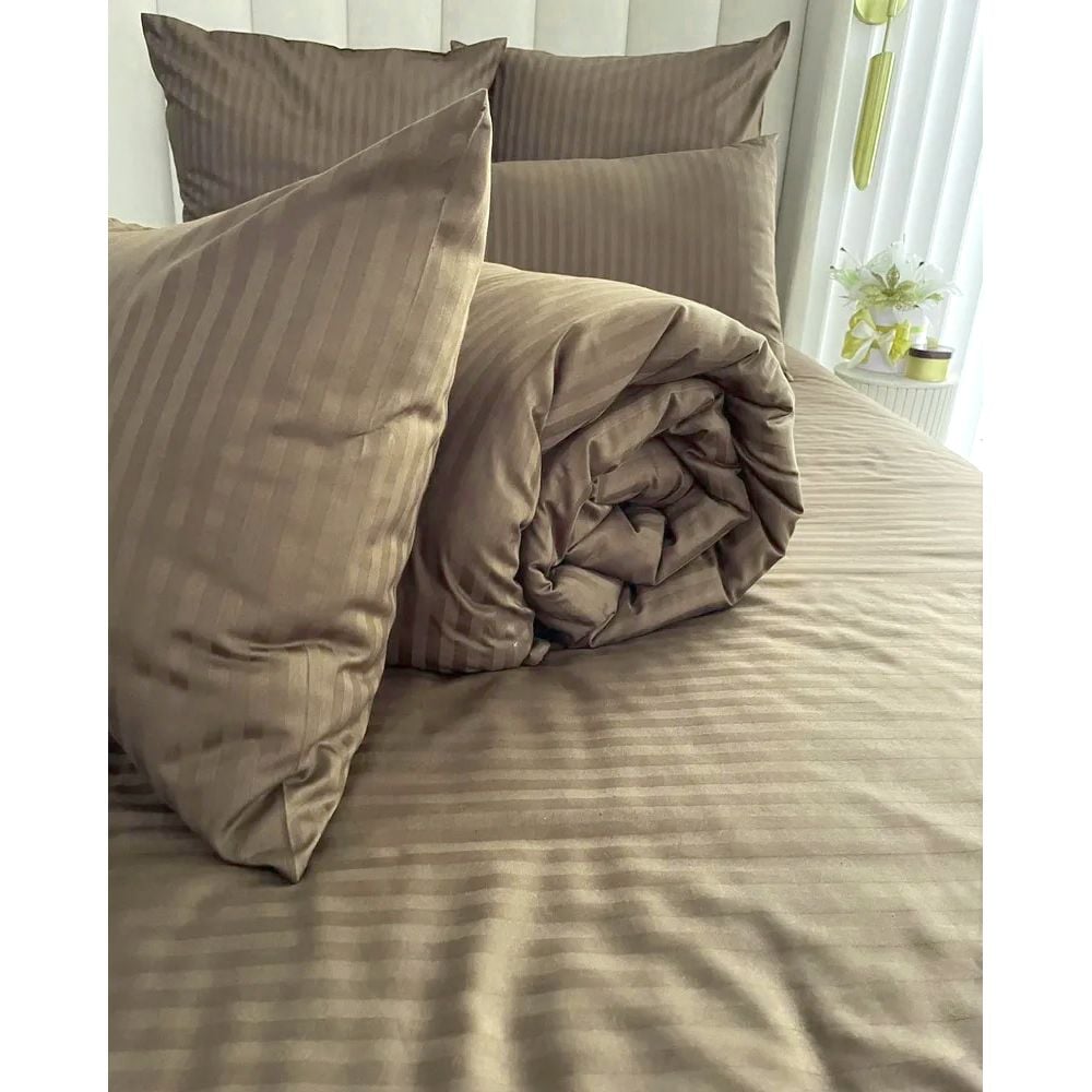 Комплект постельного белья LightHouse Sateen Stripe Brown евростандарт коричневый (603678_2,0) - фото 4