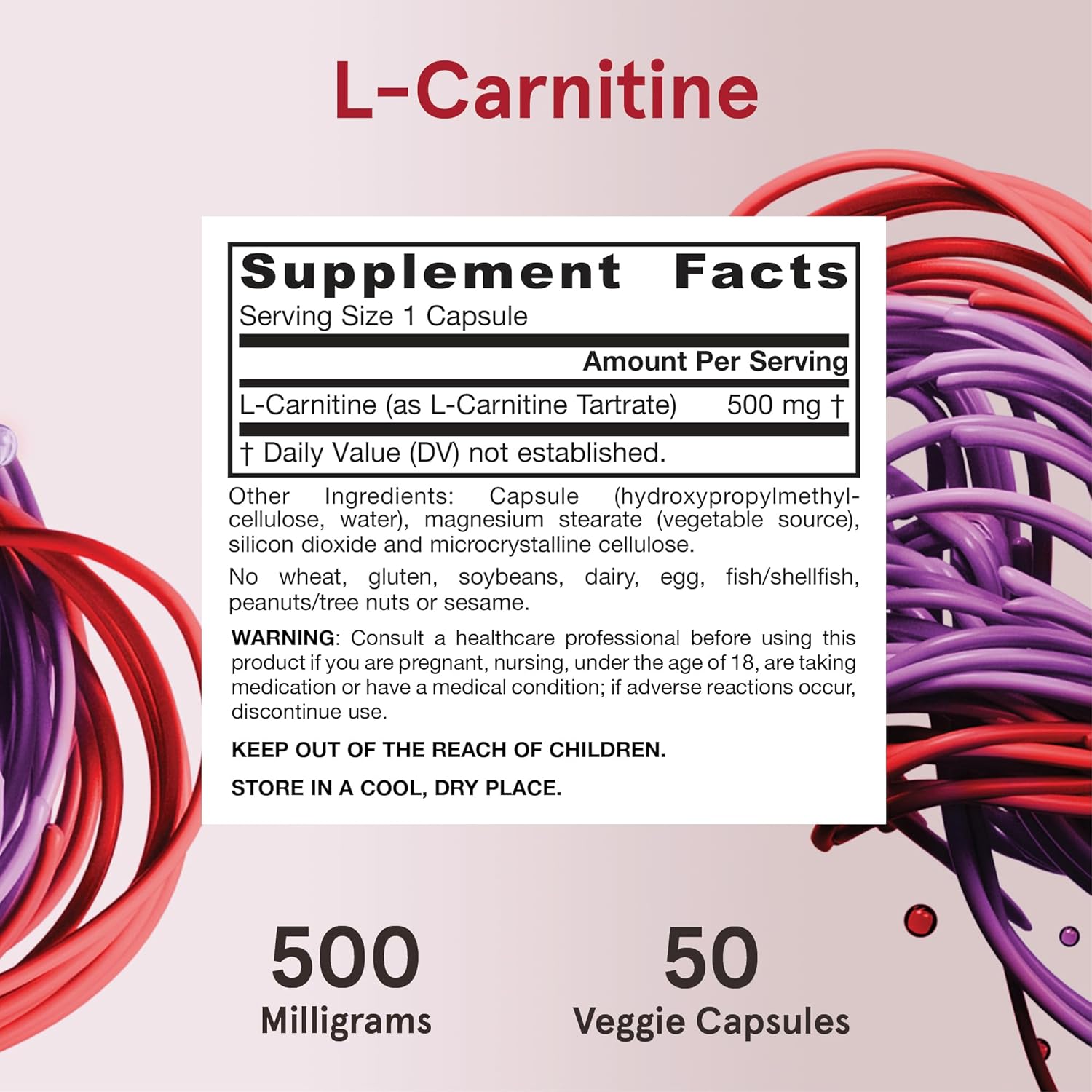 L-карнітин Jarrow Formulas L-Carnitine 500 мг 50 капсул - фото 7