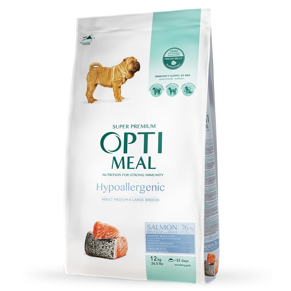 Гипоаллергенный сухой корм для взрослых собак средних и крупных пород Optimeal, лосось, 12 кг (B1740711) - фото 1
