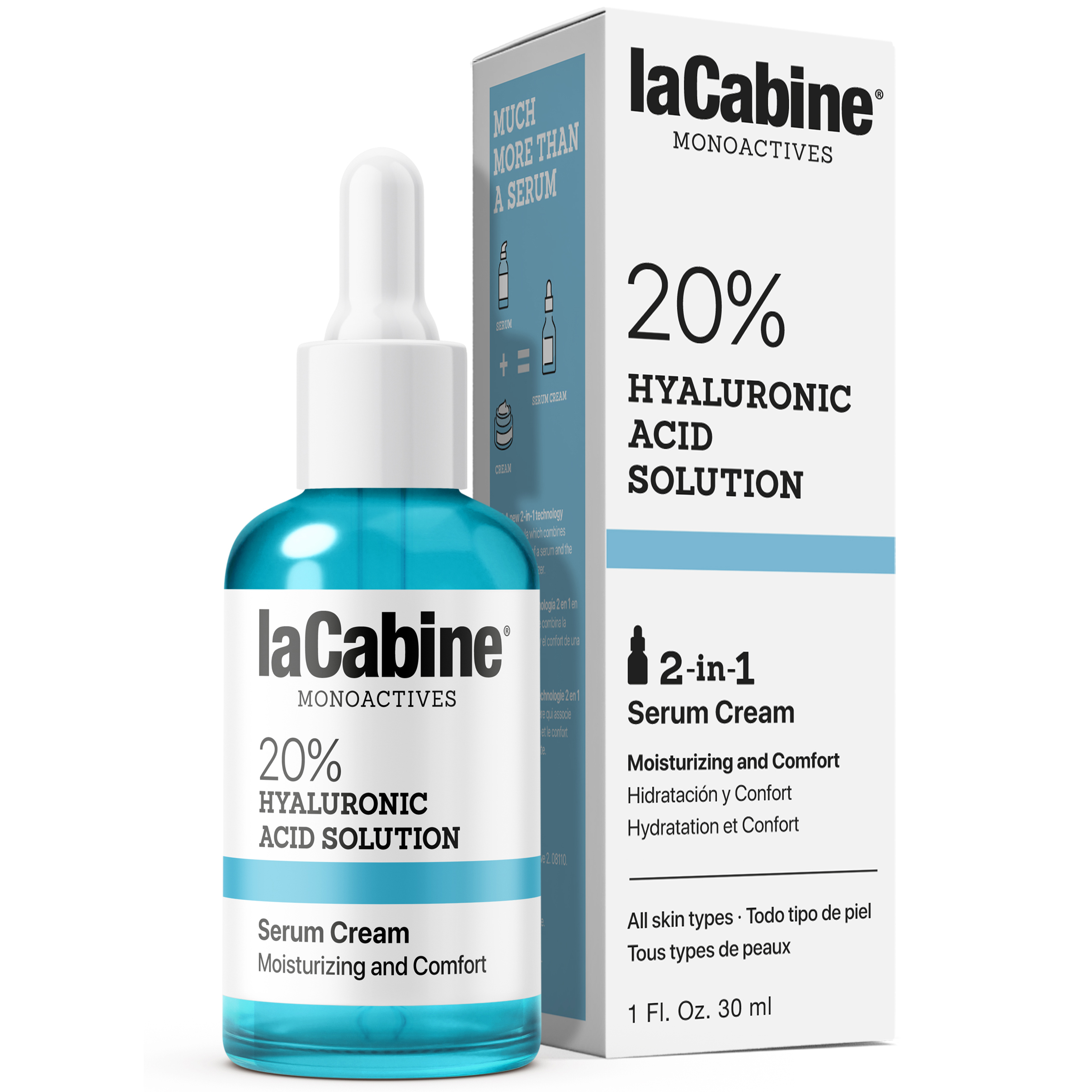 Увлажняющая крем-сыворотка для лица La Cabine 20% Hyaluronic Acid 2in1 30 мл - фото 1