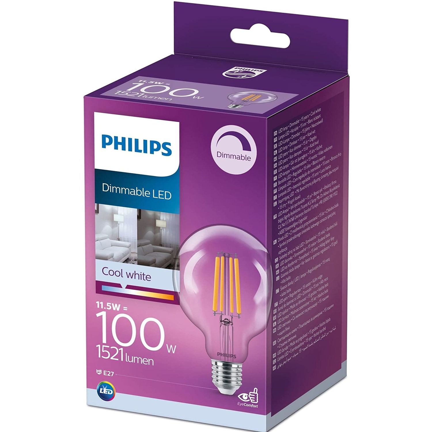 Лампа світлодіодна Philips LED classic, 100W, G95, E27, CW CL D 1PF/4, 6500К (929002429766) - фото 1