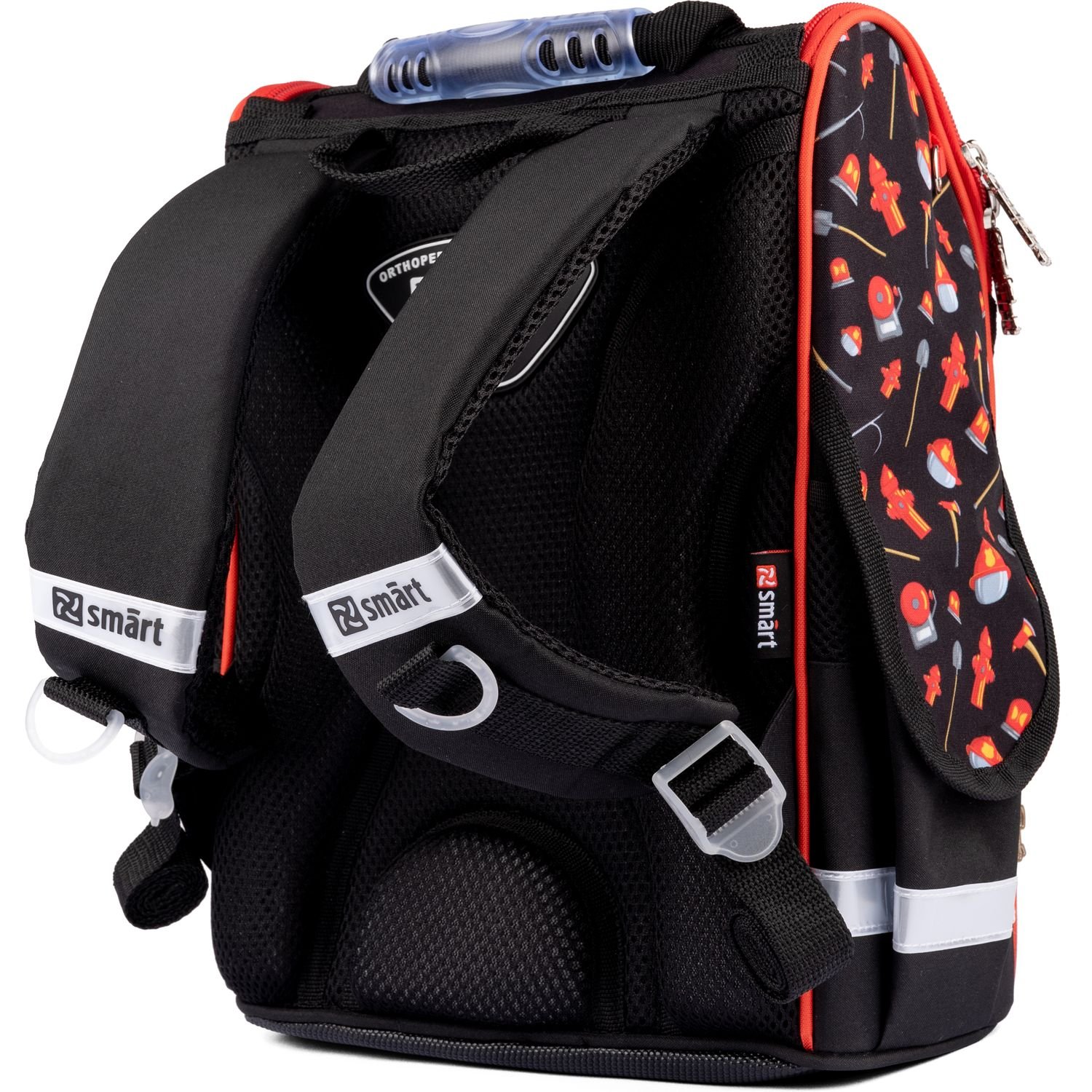 Рюкзак шкільний каркасний Smart PG-11 Fireman, черный с красным (559015) - фото 4