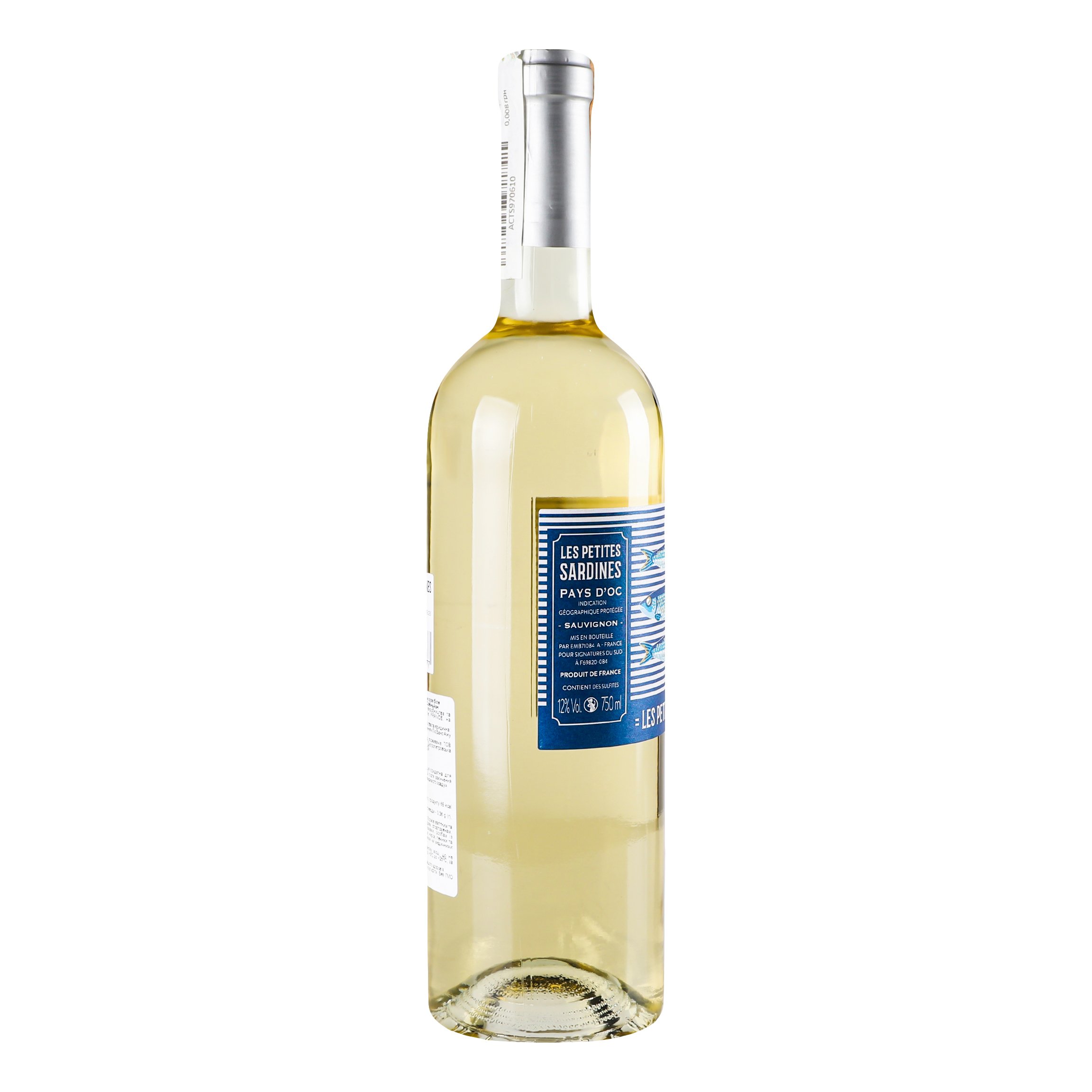 Вино Aujoux Les Petites Sardines Pays d’Oc Sauvignon, сухое, белое, 12%, 0,75 л - фото 2