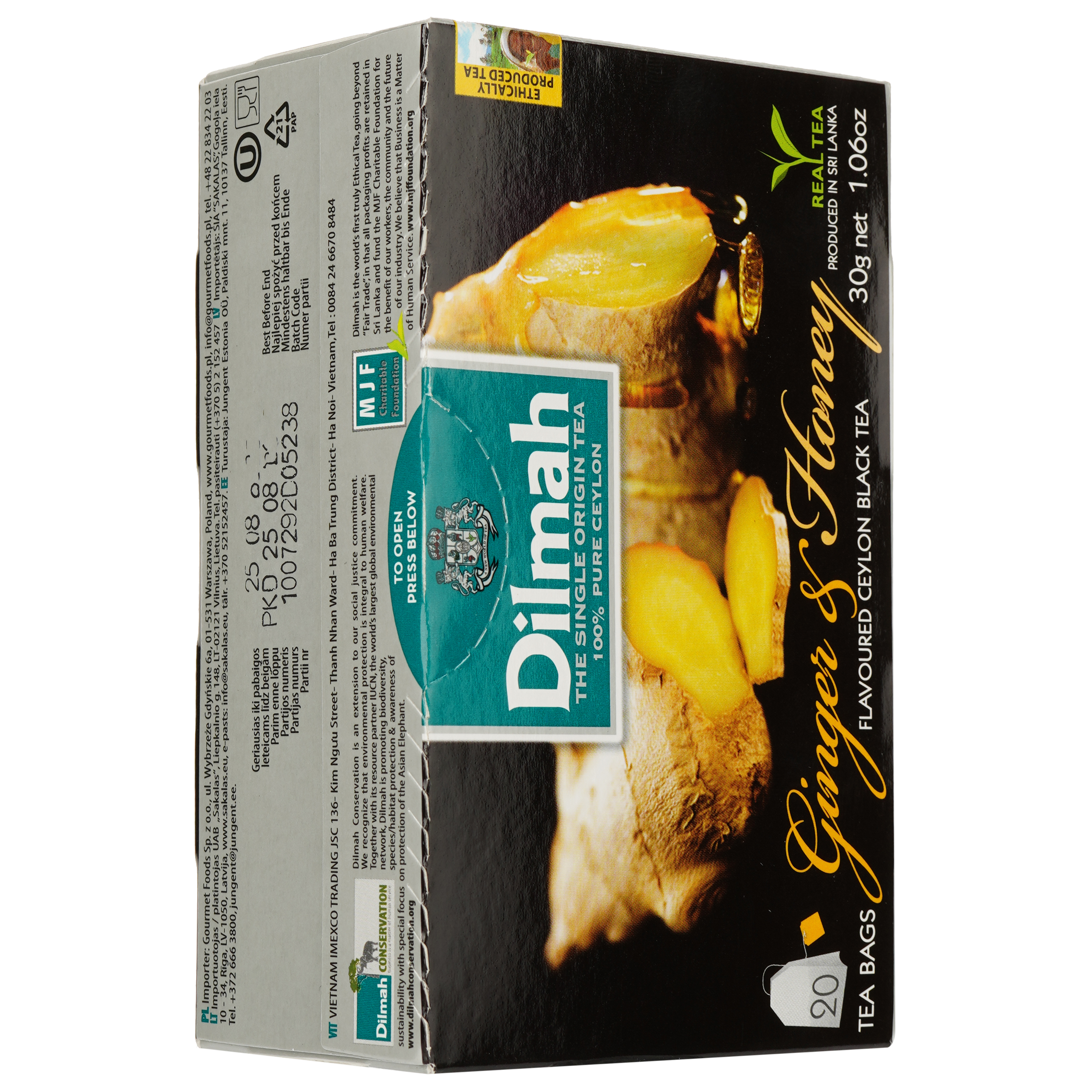 Чай чорний Dilmah Ginger&Honey, 30 г (20 шт. х 1.5 г) (896865) - фото 3