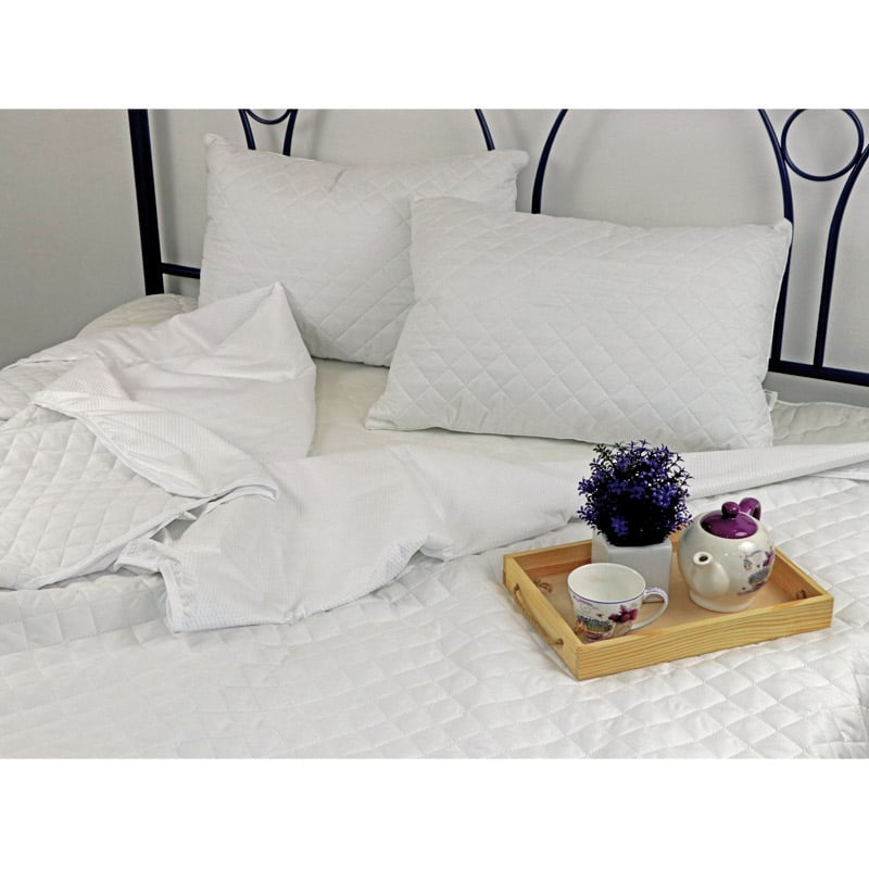 Одеяло силиконовое Руно с Простыняю, полуторный, 205х140 см, белый (321.Summer duet white) - фото 2