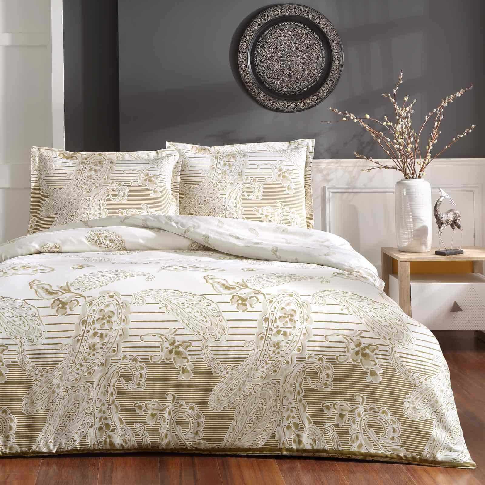 Комплект постільної білизни TAC Paisley Gold Євро Різнобарвний 000230047 - фото 1