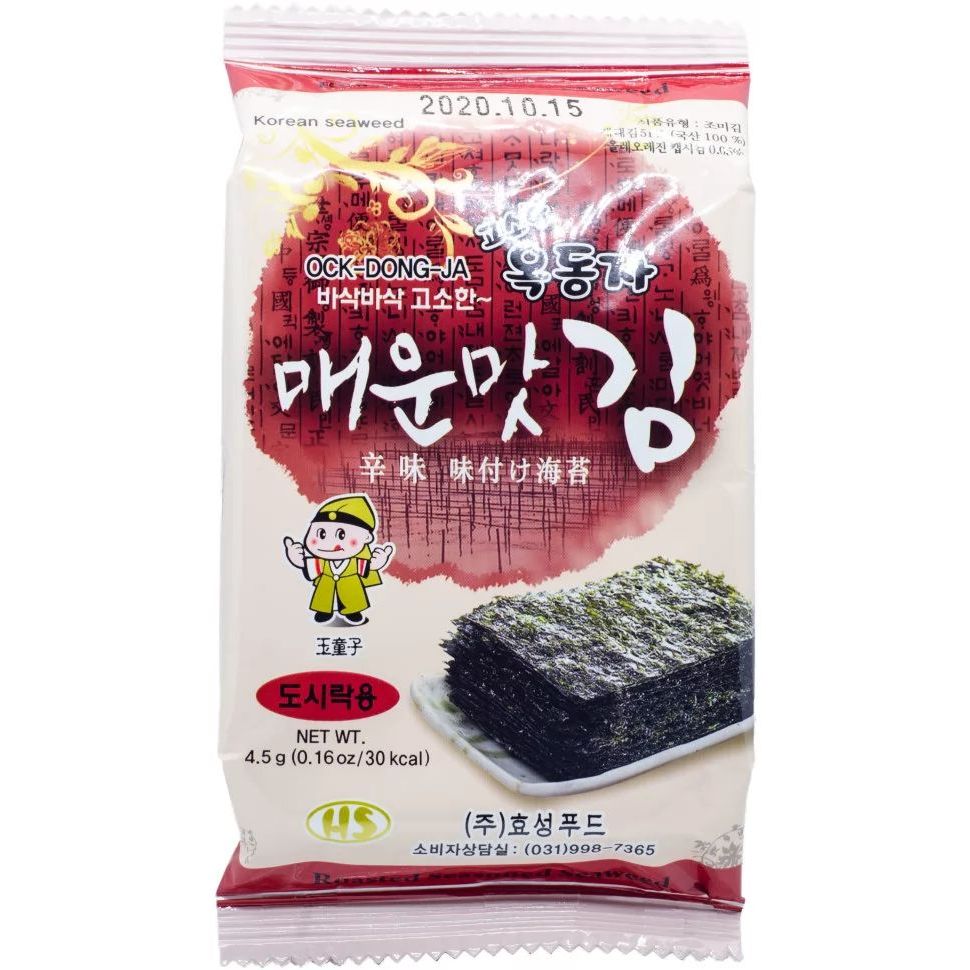 Норі снек Ock Dong Ja Seaweed Seasoned Hot Spicy 4.5 г - фото 1