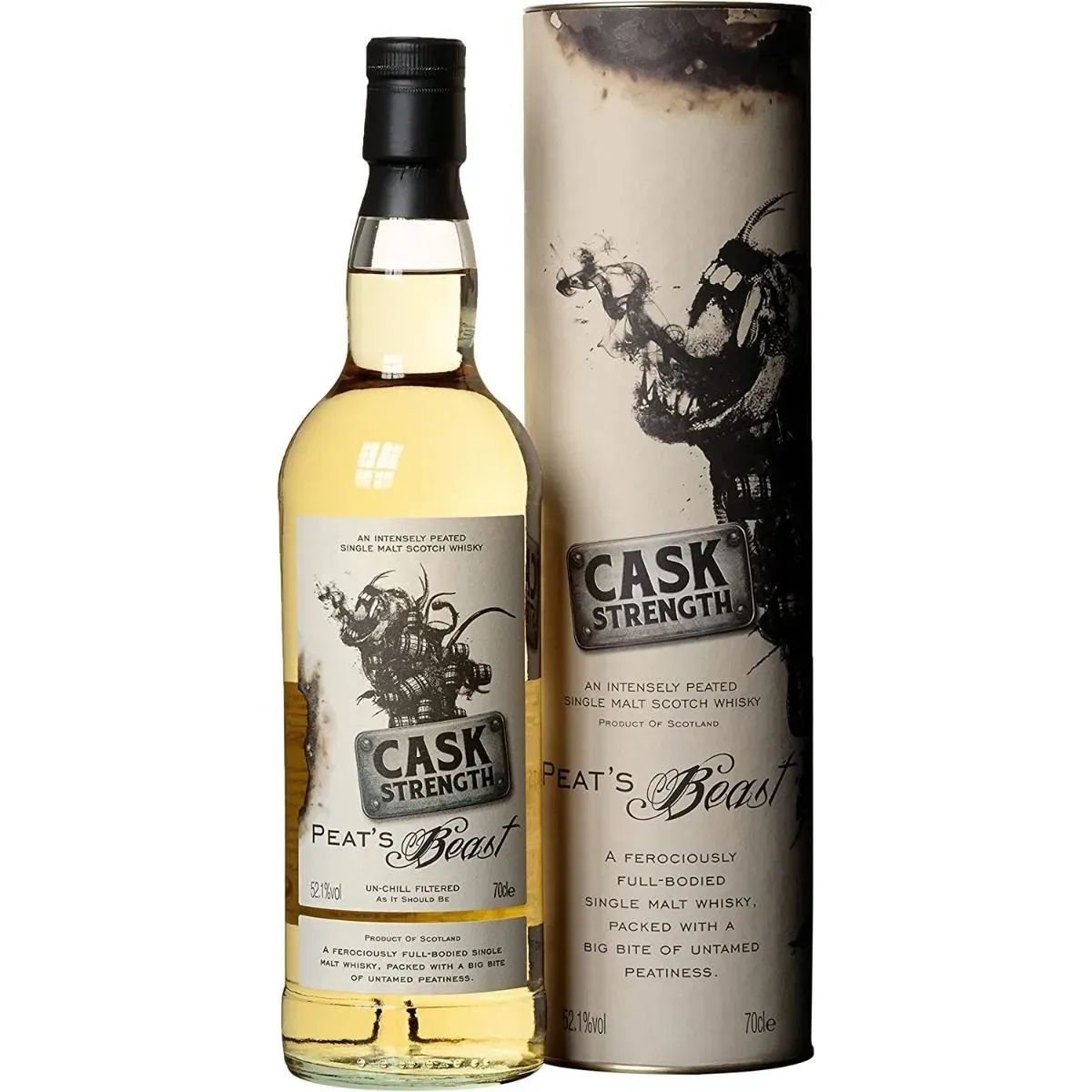 Віскі Peat's Beast Cask Strength Single Malt Scotch Whisky 52.1% 0.7 л у тубусі - фото 1