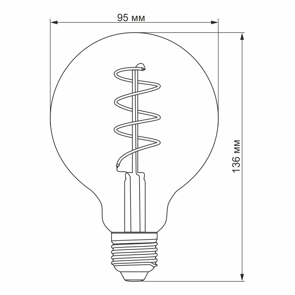 Лампа LED Videx Filament 5 W E27 2200 K димерная бронза (VL-G95FASD-05272) - фото 3