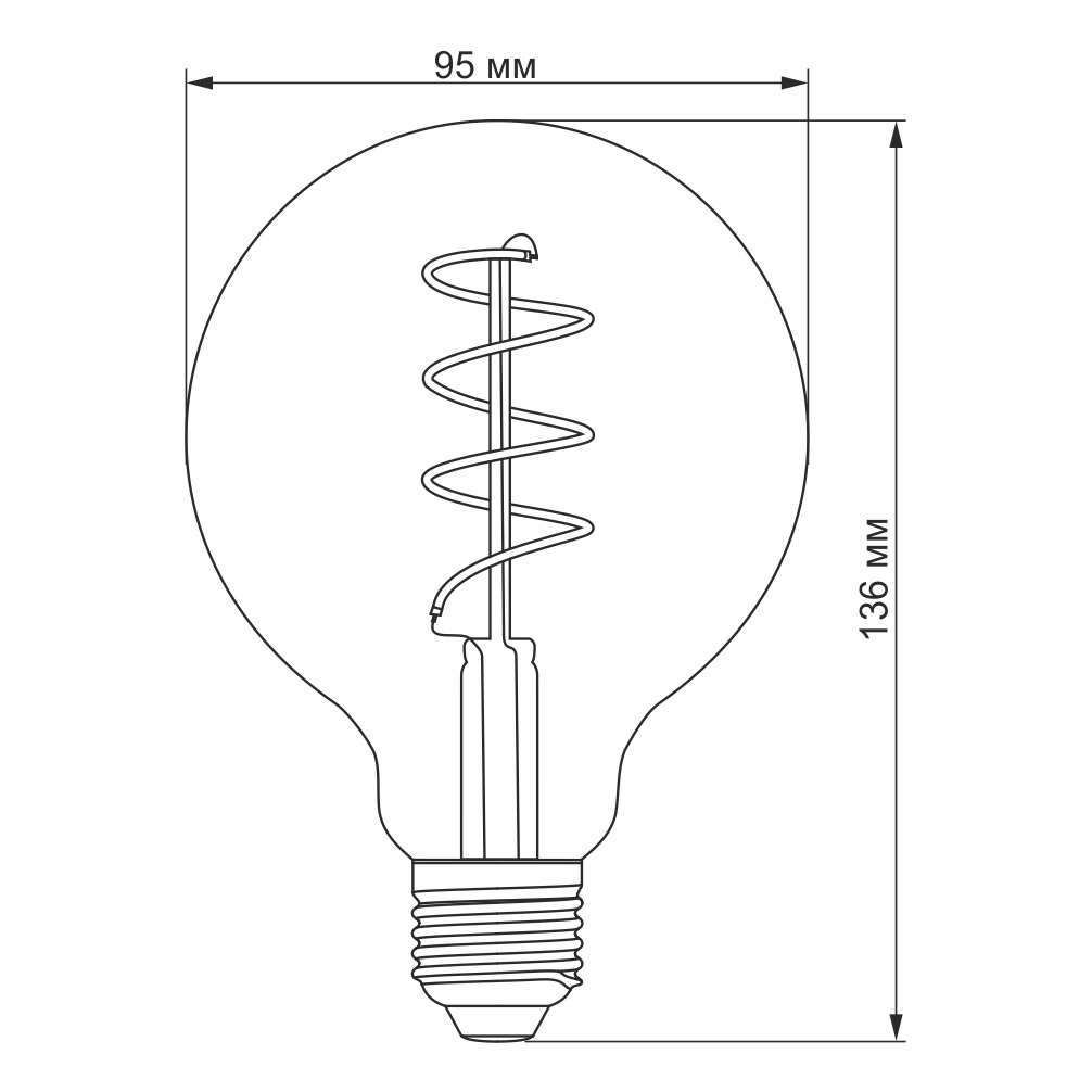 Лампа LED Videx Filament 5 W E27 2200 K дімерна бронза (VL-G95FASD-05272) - фото 3